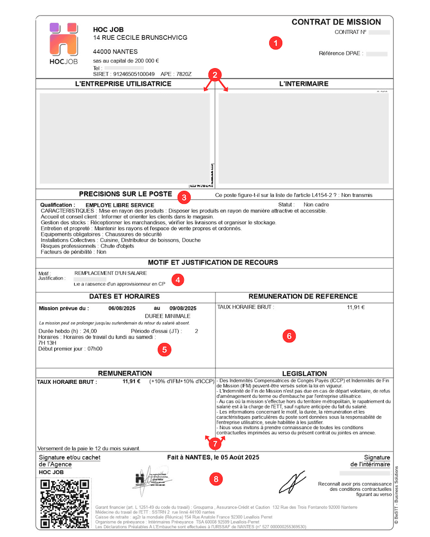 Contrat de mission intérimaire